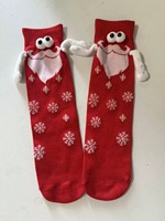 Chaussettes amusantes en coton écologique personnalisées avec aimants pour se tenir par la main, yeux 3D, cadeau de Noël original pour enfants, adultes et couples