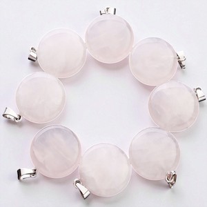Offre Spéciale Christian Round Cabochon Rose Quartz Gemstone Charm Pendant-925 Sterling Silver Bohemian Style Wedding Jewelry - Product Image 1