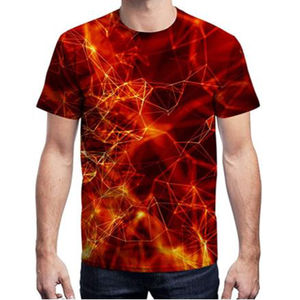 เสื้อยืดผ้าฝ้าย100% สำหรับผู้ชายผ้าใยโพลีเอสเตอร์นุ่มกันรอยยับดีไซน์พิมพ์ซับลิเมชัน - Product Image 2