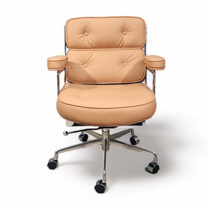 Fauteuil pivotant contemporain en cuir Nappa avec base et structure en aluminium pour atelier et visiteurs (GAK995) - Product Image 2