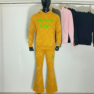Conjunto de Chándal Personalizado con Lavado Ácido y Pedrería, Sudadera con Capucha con Cremallera y Pantalones Deportivos Holgados de Pierna Recta, 100% Algodón French Terry, MOQ 10 - Product Image 1