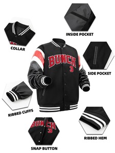 Chaqueta Universitaria de Béisbol Personalizada Unisex, de Alta Calidad, Estilo Urbano, con Bordado Chenille y Mangas de Cuero 100% - Product Image 4