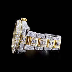 High Quality Antique Fashion Business Iced Diamond Quartz <b>Watch</b> Lab Grown Diamond 41mm Glass Dial with ETA Movement - Product Image 2