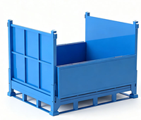 Conteneur industriel en fil métallique pliable 800x600x650mm avec porte demi-ouvrante, cage de stockage en acier, caisse à palettes en maille métallique pour entrepôt