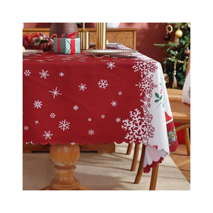 Sustainable Red Printed Dragon Pattern <b>Square</b> <b>Tablecloth</b> Traditional Chinese Style Cotton Woven Washable Home Dining Cover - Product Image 2