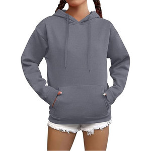Sudadera con Capucha de Felpa Gruesa para Mujer, Color Sólido, 100% Algodón, Resistente al Viento, Ecológica - Product Image 5