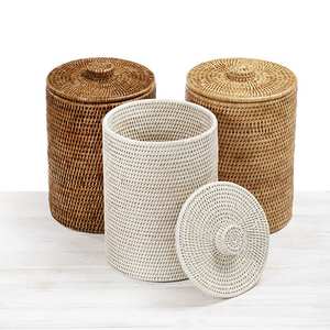 Kitchen organization essentials natural handbraided <b>rattan</b> bin containers weaving <b>basket</b> bins - Product Image 5