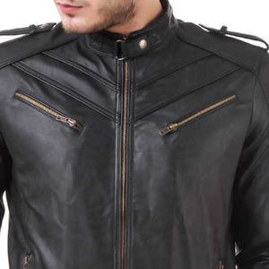 Veste d'hiver en cuir véritable pour homme, veste de moto en cuir véritable, logo avant, respirante, écologique, de haute qualité - Product Image 3