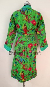 Veste d'hiver Kantha faite à la main avec imprimé floral Style japonais Boho cravate ceinture manteau Kantha Varsity veste en grande taille - Product Image 3