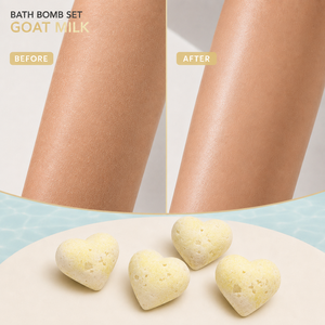 Bombes de bain effervescentes au lait de chèvre, 4 pièces, coffret cadeau spa avec huile de pépins de raisin, sel marin, vitamine E, soin hydratant pour une peau douce - Product Image 4