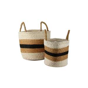 Kitchen Storage <b>Baskets</b> Home Storage & Organization Natural Jute <b>Baskets</b> and <b>Bins</b> Set of 2 Durable Quality Natural Buckets Set - Product Image 5