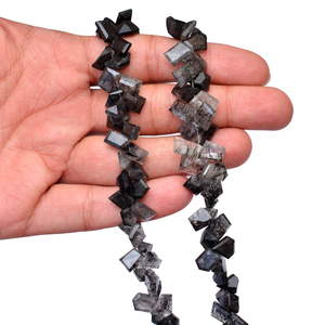 AAA + rutilo negro 6x9mm-7x11mm Pepita facetada Cuarzo rutilado Natural piedras preciosas semipreciosas corte escalonado cuentas caídas para joyería - Product Image 2