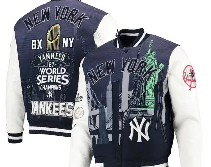 Jaqueta padrão profissional masculina, design novo de alta qualidade navy nova york yankees remix com logotipo totalmente ziper jaqueta de varsidade