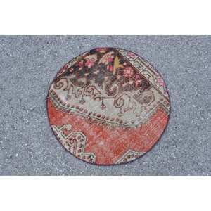 Classic <b>Red</b> 2.3 X 2.3ft Large Area Kilim Style Turkish Rug Wool <b>Latex</b> Backing Patchwork Pattern Classic Rectangle Design 10mm - Product Image 4