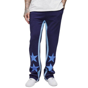 Pantalones Deportivos Acampanados para Hombre, Mezcla de Poliéster/Algodón, Corte Holgado, Cierre con Cordón, Estilo Urbano Informal - Product Image 1