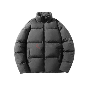 Breathable Windproof <b>Canvas</b> Puffer Bomber <b>Jacket</b> <b>Mens</b> 2026 Custom Logo High Quality Stand Collar - Product Image 3