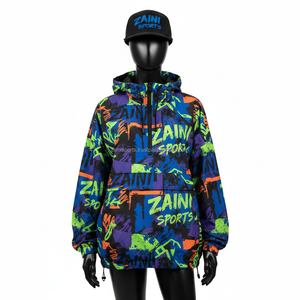 Chaqueta Cortavientos Premium para Mujer, 130 GSM, Poliéster, con Estampado Gráfico Multicolor y Logotipo Personalizado por Sublimación - Product Image 1