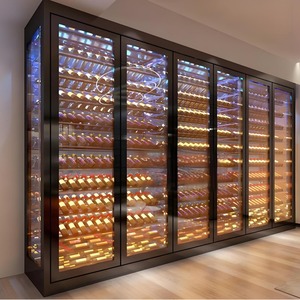 Mueble para Vino de Madera de Roble Macizo Negro Moderno y de Lujo, Exhibidor de Vino de Acero Inoxidable, Modular y Ajustable para 30-39 Botellas, para el Hogar - Product Image 4
