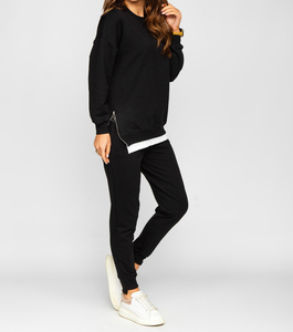 Custom Printed Logo Oversize Pullover Hoodie Sweatpants Winter Lace Solid Color Breathable Heavyweight Sweatsuit - Product Image 3