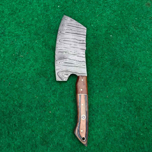 Couperet de chef en acier damas personnalisé fait à la main couteau de cuisine couperet à viande couteaux à manche en bois - Product Image 4