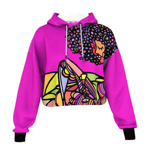 Sudadera con capucha y Top corto de algodón 100% para mujer, precio al por mayor, Jersey informal estampado, sudadera recortada de invierno - Product Image 4