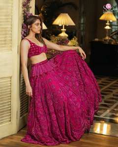 Lehenga ร้อนมากแม้กระทั่งสปอตไลท์ blushes kasturi Silk lehenga พร้อมด้ายเลื่อมและ dori ทำงาน Flair 3.5เมตรสามารถติดได้ - Product Image 3