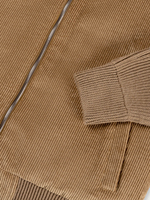 Blouson Bomber Homme Col Montant Enduit en Velours Côtelé Délavé à l'Acide avec Poches à Rabat Brodé Anti-Bactérien Hiver Décontracté Style Urbain