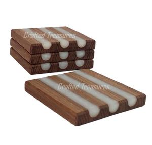 Dessous de verre en résine de bois de style classique unique Dessous de verre de conception mignonne pour la protection de table pour la décoration de bar de mariage de bureau à domicile - Product Image 2