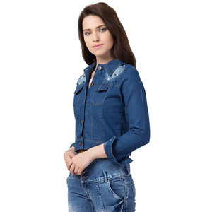 Veste en jean pour femme personnalisée, manches longues, style streetwear, fabriquée au Pakistan, respirante, séchage rapide, coque en coton, personnalisable - Product Image 3