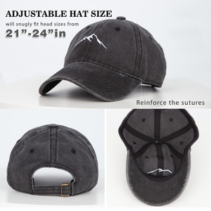 Chapeaux de baseball délavés à l'acide réglables unisexes personnalisés de haute qualité en polyester/coton Chapeau de baseball en coton uni vintage Chapeaux personnalisés - Product Image 4