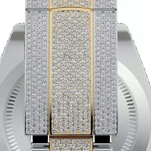 Montre de luxe haut de gamme avec mouvement à quartz en moissanite, design glacé en acier inoxydable avec cadran en verre - Product Image 5