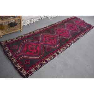 Alfombra de lana tradicional rosa púrpura 3,1X10,4 pies geométrico Vintage diseño turco Patchwork 3D decoraciones para sala de estar látex - Product Image 2