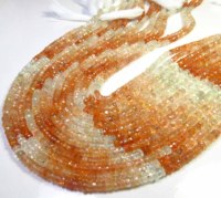 Perles Rondelles Facettées en Pierre de Soleil Naturelle Effet Scintillant, Qualité Supérieure, Non Traitées, 4mm, Africaines, Multi-Colorées, Fil de 14 pouces, 0.50-0.55mm