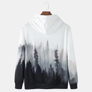 Sweat-shirts à capuche pour hommes de qualité supérieure, coupe-vent, motif forêt, en molleton double épaisseur, en coton mélangé, à épaules tombantes - Logo personnalisé - Product Image 5