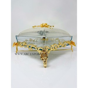 Casserole de service en métal et verre poli doré à motif de fleurs, meilleure vente de pots uniques faits à la main élégants de luxe - Product Image 5