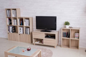 Estantería de almacenamiento de 3 niveles con puerta, Natural - Product Image 4