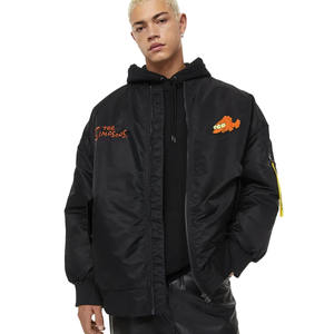 Veste bomber d'hiver imperméable coupe-vent à col montant en polyester/coton noir pour homme, mode de rue 2023 - Product Image 1