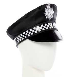 Halloween noir et bleu cosplay <span class=keywords><strong>police</strong></span> plat haut chapeau déguisement drôle chapeau de fête - Product Image 2