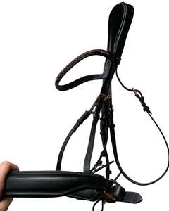 Elegante personalizado Snaffle Horse Brida Set Cuero Acero inoxidable Hebilla Piedras de cristal Ecuestre Moda Noseband Brow Band - Product Image 5