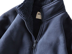Chaquetas de Forro Polar Sherpa Azul Marino para Hombre, Chaqueta de Forro Polar Doble Extra Cálida para Hombre para Exteriores - Product Image 4
