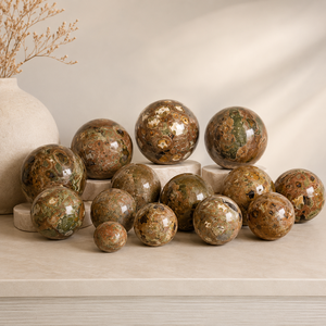 Esfera de <span class=keywords><strong>Jaspe</strong></span> Natural de la Selva Tropical, Bola de Cristal Verde Marrón Pulida para Decoración del Hogar, Meditación, Colección y Regalo Único - Product Image 2