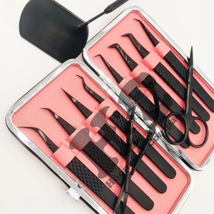 Pince à épiler d'extension de cils à motif de diamant noir mat de qualité supérieure nouvelle pince à épiler noire durable vison - Product Image 1