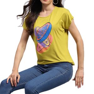 Camiseta de Algodón PUFFIN SPORTS OEM de Alta Calidad, Estampada, Holgada, Estilo Urbano, para Mujer, de Verano, Manga Corta, Color Sólido - Product Image 1