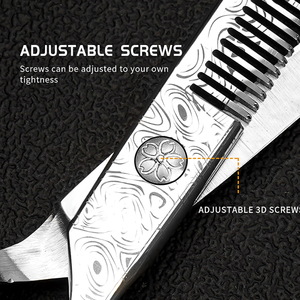 Kit de peluquería de salón profesional, tijeras de adelgazamiento ligeras para diestros de acero inoxidable Damasco de 6 pulgadas, hoja afilada para el cabello - Product Image 6