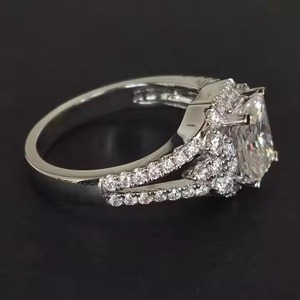 Elegante Original 14K Oro Radiante Corte Lab crecido Anillo de compromiso Boda Nupcial Propuesta Anillo para ella - Product Image 5