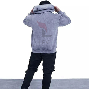 Sudaderas con capucha para hombre de talla grande con lavado ácido personalizadas de fábrica, moda informal para hombre, 100% algodón, sudadera deportiva básica, mezcla de algodón - Product Image 2