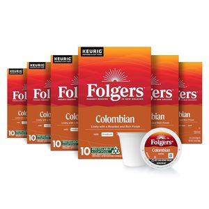 Café Colombiano Folgers, Tueste Medio, Cápsulas Keurig K-Cup, Caja de 10 Unidades (Paquete de 6) - Product Image 1