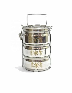 Boîte Tiffin en acier inoxydable avec clip de verrouillage boîtes à lunch d'emballage alimentaire avec design de couleur personnalisé fabriqué en Inde en gros - Product Image 5