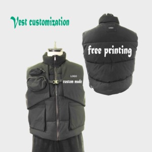 Gilet sans manches personnalisé en Spandex/Nylon imperméable, col en V, pour homme, décontracté ou formel, avec deux poches, style motard, grandes tailles - Product Image 2