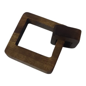 Cadena de madera de mango cuadrada pequeña de 2 eslabones tallada a mano marrón Natural oscuro para el hogar, sala de estar, dormitorio, oficina, Pascua ecológica - Product Image 1